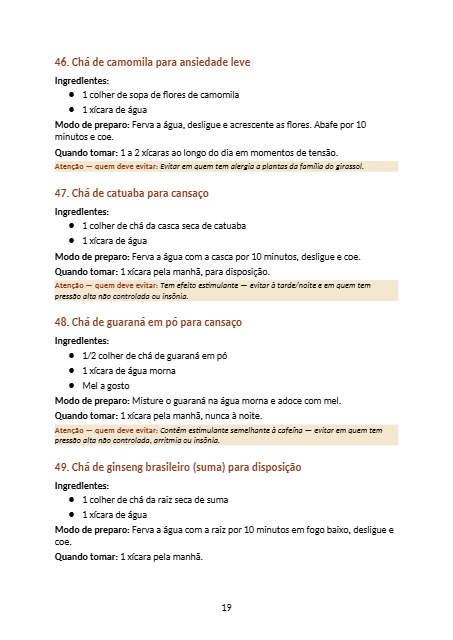 Outra página de receita do livro Raízes da Amazônia